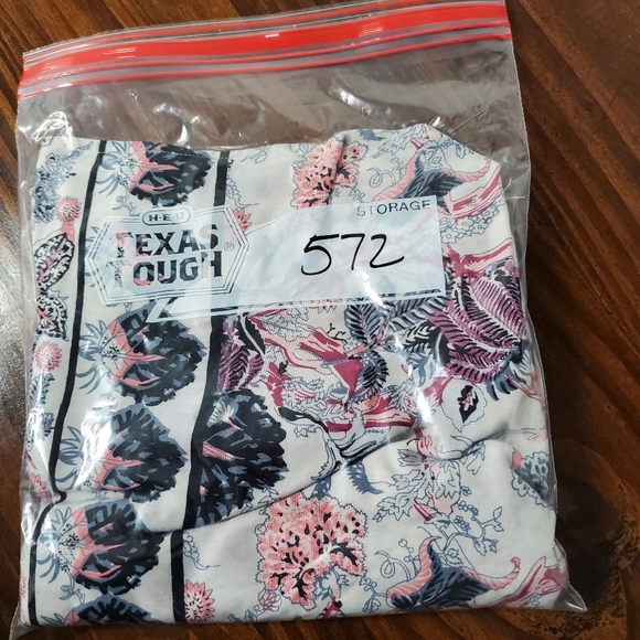 Angie Boho Floral Printed Longline Topper L Blue White Lightweight Flowy Beachy - Picture 10 of 10